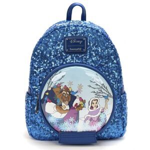 Loungefly Disney Beauty and the Beast Snow Globe Sequin Mini Backpack